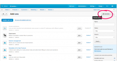 Button to access the Generate Add-on function of Developer Tools